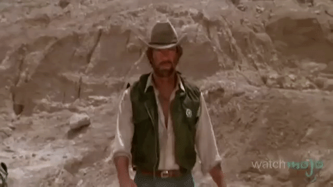 Chuck Norris Wearing Cowboy Hat In Dessert GIF