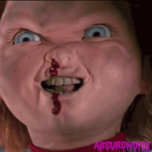Chucky Nosebleed Ugly Face GIF