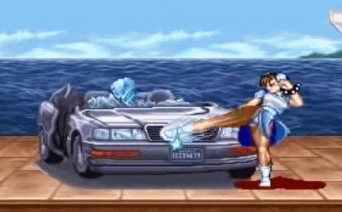 Chun Li Kicking Car GIF