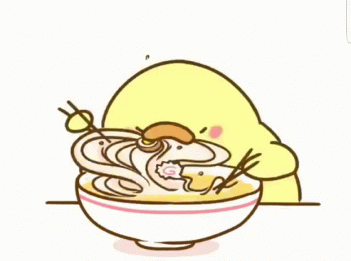 Chunky Chicks Eating Noodles GIF