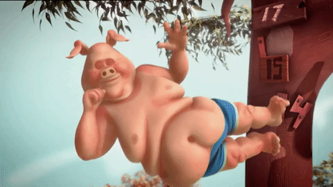 Chunky Pig Flies Floating Slowly GIF