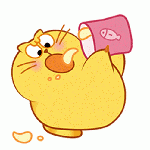 Chunky Yellow Cat Feasting On Chips GIF