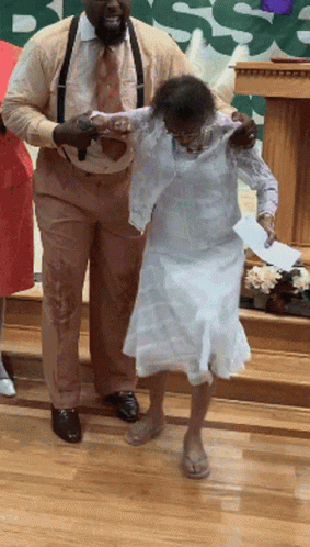 Church Lady Stomping Foot And Skipping GIF