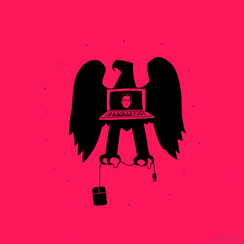 Cia Logo Art Black Eagle Pink Background GIF