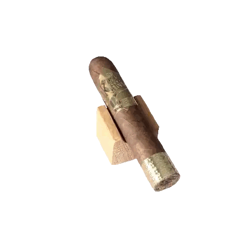 Cigar on Wooden Block With Label Saying A