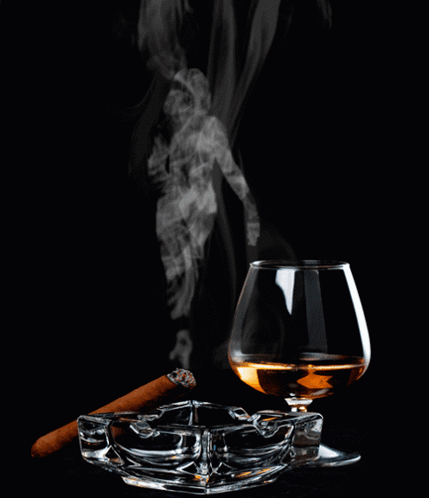 Cigar Smoking Next to Cognac