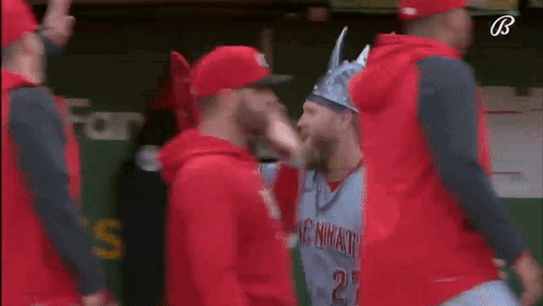 Cincinnati Reds Teammates High Five Support GIF