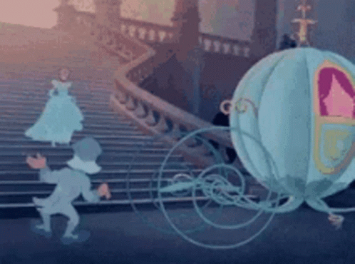 Cinderella Carriage Pulling Woman Down Stairs