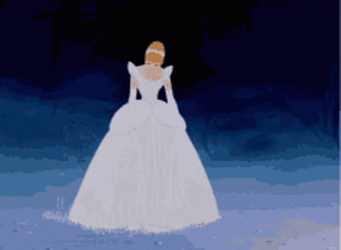 Cinderella in White Dress Standing in Snow