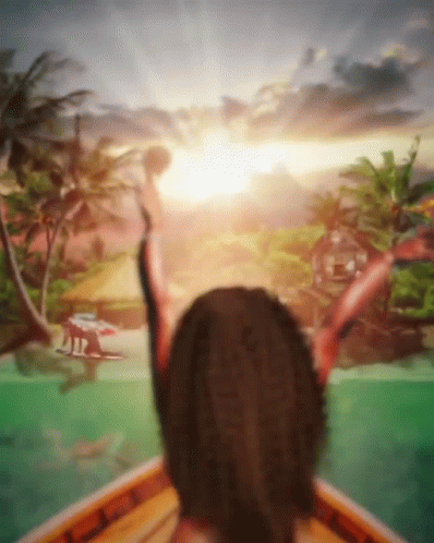 Cinematic Waving Girl Aloha Beach GIF
