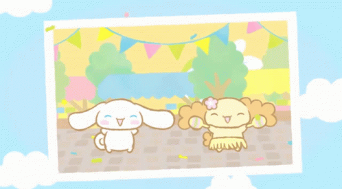Cinnamoroll White Furry Cute Dog Dancing GIF