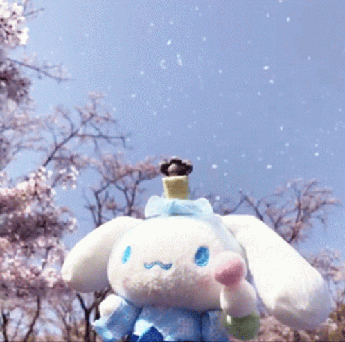 Cinnamoroll Plush Strolling In Winter Snow GIF