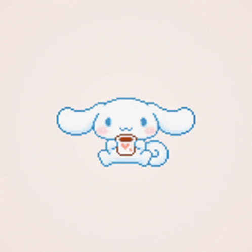 Cinnamoroll Drinking Tea Pixel Art GIF