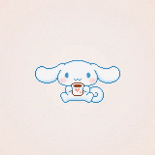 Cinnamoroll Drinking Tea Pixel Art GIF