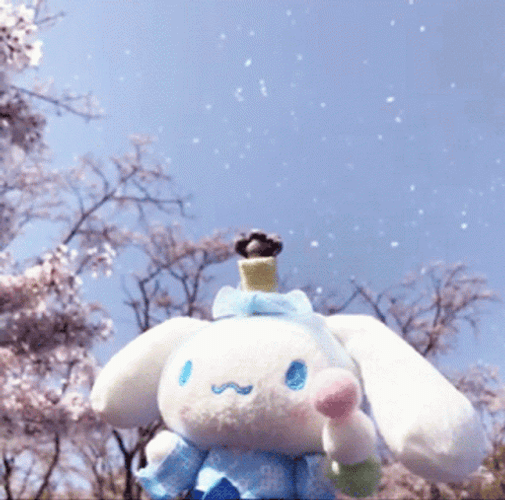 Cinnamoroll Plush Strolling In Winter Snow GIF
