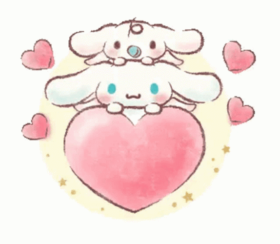 Cinnamoroll Riding Bouncing Heart GIF