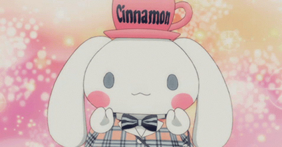 Cinnamoroll Wearing Cinnamon Cup Hat Waving GIF