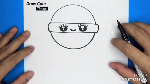 Circle Face Sketch Using A Ruler GIF