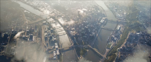 City Aerial View with Bridges and Buildings