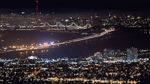 City At Night With Bridge GIF