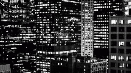 City At Night With Lit Buildings GIF