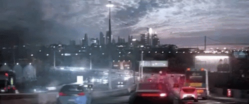 City at Night with Sydney Bus