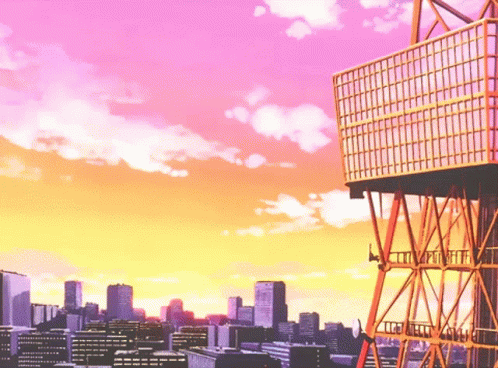 City at Sunset with Tower