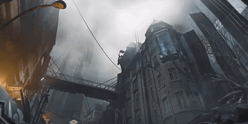 City Painting With Bridge And Buildings GIF