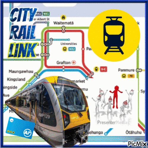 City Rail Link With Train and People