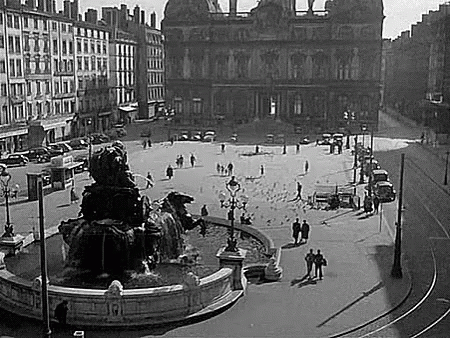 City Square With Fountain And People GIF
