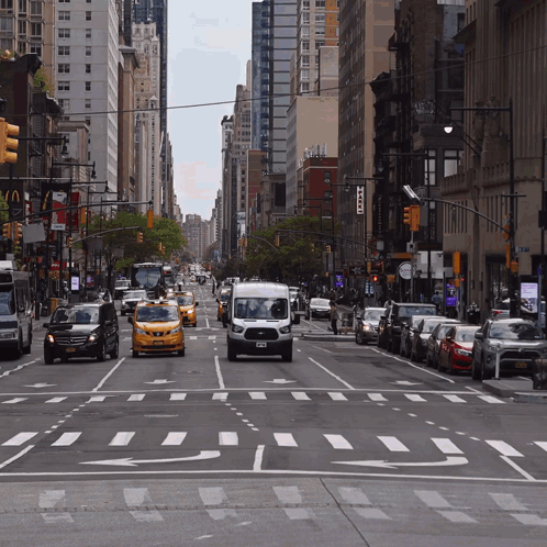 City Street With Taxi Sign