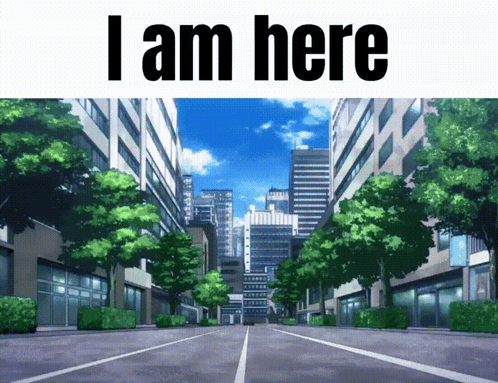City with I Am Here Text