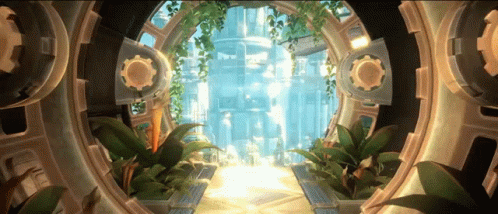Civilization Beyond Earth Seen From Mechanical Tunnel GIF
