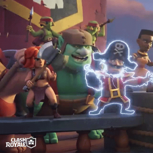 Clash Royale Advertisement Pirate With Lightning Bolt In Chest GIF