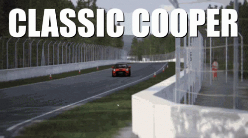 Classic Cooper Driving on Race Track