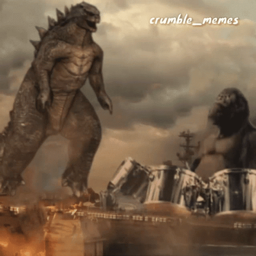 Classic King Kong And Godzilla Fight Meme GIF