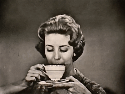 Classic Lady Drinking Cafe GIF