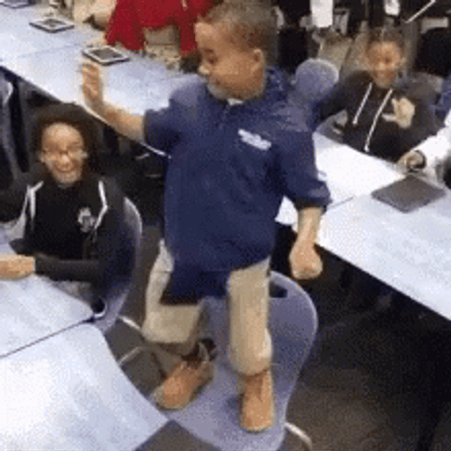 Classroom Kids Victory Dance Viral GIF