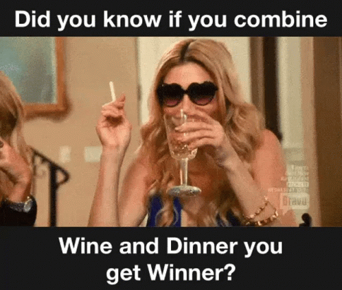 Classy Lady Drinking Wine And Dinner GIF