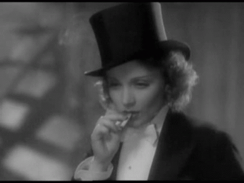 Classy Marlene Dietrich Smoking GIF