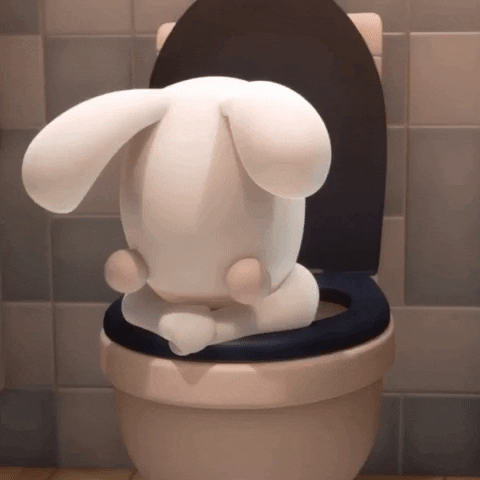 Clay Bunny Sick In Toilet GIF