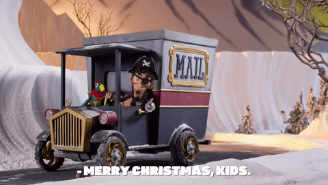 Clay Cartoon Pirate And Parrot In Mail Car GIF