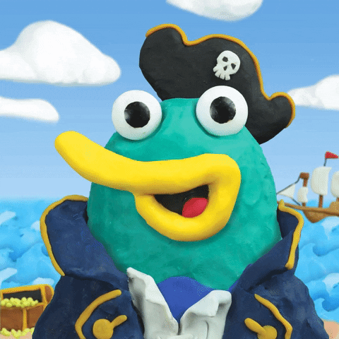 Clay Cartoon Pirate Parrot Smiling GIF