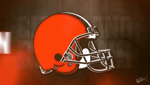Cleveland Browns Football Helmet On Brown And White Background GIF