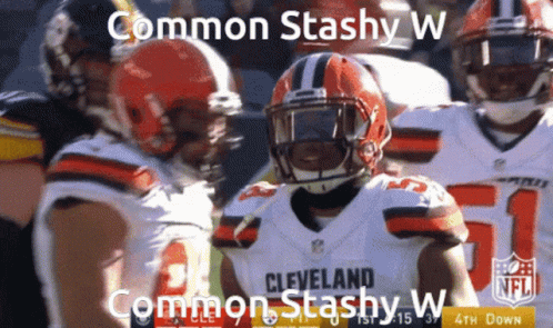 Cleveland Browns Football Player In Front Of Teammates GIF