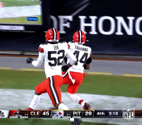 Cleveland Browns Players In Front Of Big Screen GIF