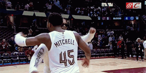 Cleveland Cavaliers Donovan Mitchell Hugging GIF
