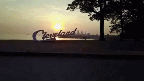 Cleveland Sign in Front of Lake