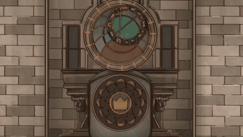 Clock On Brick Wall With Crown GIF