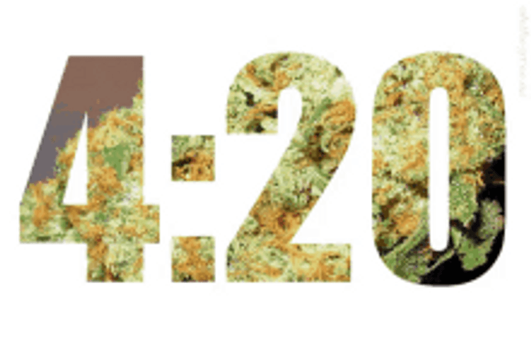 Clock Time 420 Marijuana Leaves Background GIF